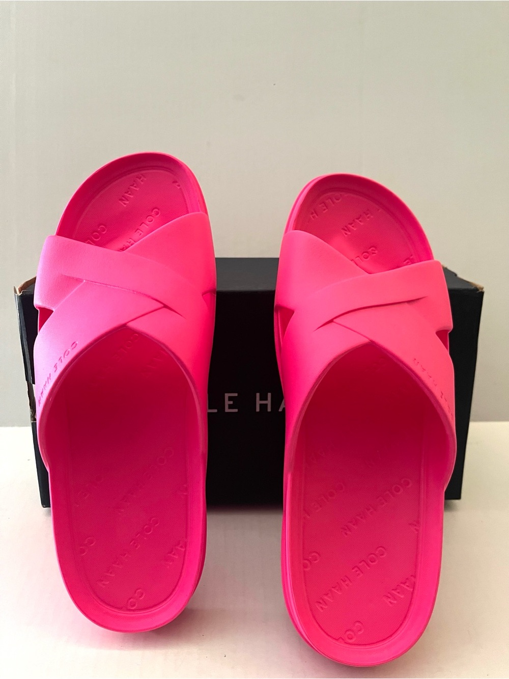 Cole Haan Women’s Hot Pink Cross-Strap Slide Sandals